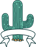 tattoo with banner of a cactus png