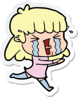 sticker of a cartoon woman in tears png