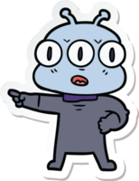 sticker of a cartoon three eyed alien png