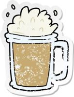 distressed sticker of a cartoon beer png