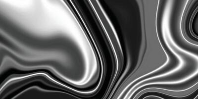 Abstract flowing liquid curve line. Silver black metallic. Modern fluid background. Black and silver background. Beautiful Marbling liquify vector