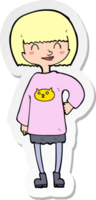 sticker of a cartoon happy girl png