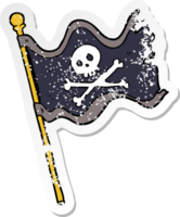 distressed sticker of a cartoon pirate flag png