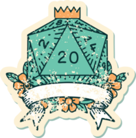 ilustração de rolagem de dados d20 de acerto crítico natural de 20 png