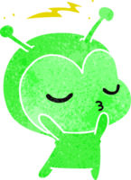 retro cartoon of a cute kawaii alien png