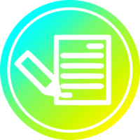 document et crayon circulaire dans le spectre de gradient froid png