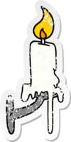 distressed sticker cartoon doodle of a candle stick png