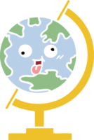 flat color retro cartoon globe of the world png