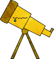 télescope de dessin animé de texture grunge rétro png