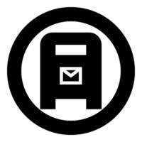 Post box mail postal letterbox mailbox icon in circle round black color vector illustration image solid outline style