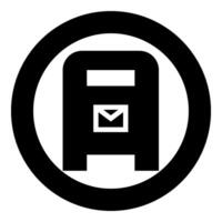 Post box mail postal letterbox mailbox icon in circle round black color vector illustration image solid outline style