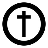 Cross icon in circle round black color vector illustration image solid outline style