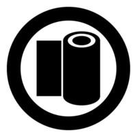 Roll paper towel disposable wrap wallpaper fabric tissue office equipment icon in circle round black color vector illustration image solid outline style