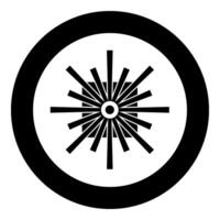 Optic connector port fiber cable laser beam icon in circle round black color vector illustration image solid outline style