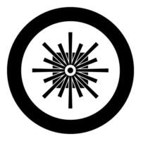 Optic connector port fiber cable laser beam icon in circle round black color vector illustration image solid outline style