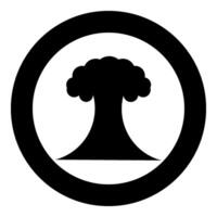 Nuclear explosion burst mushroom explosive destruction icon in circle round black color vector illustration image solid outline style