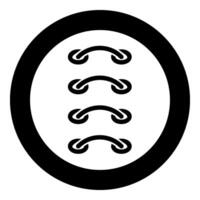 Cross stitching sew darning-stitch stalks of the threads insertion sewing sramps connect fabric Surgical seams Rough seam patch suture icon in circle round black color vector illustration image solid