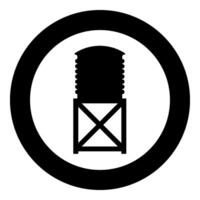 Water tower tank storage industrial construction icon in circle round black color vector illustration image solid outline style