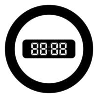 Digital table clock electronic display desk watch icon in circle round black color vector illustration image solid outline style