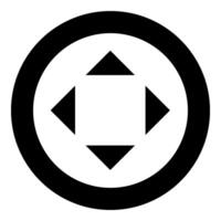Four arrows pointing from the center symbol location icon in circle round black color vector illustration image solid outline style