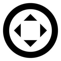 Four arrows pointing from the center symbol location icon in circle round black color vector illustration image solid outline style