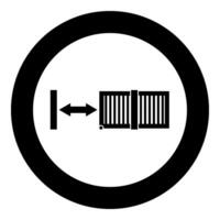 Sliding gates automatic lattice fence system entry enclosure icon in circle round black color vector illustration image solid outline style