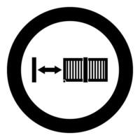 Sliding gates automatic lattice fence system entry enclosure icon in circle round black color vector illustration image solid outline style