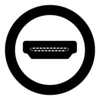 HDMI port socket icon in circle round black color vector illustration image solid outline style