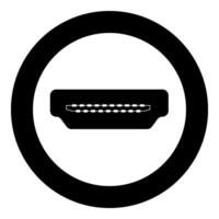 HDMI port socket icon in circle round black color vector illustration image solid outline style