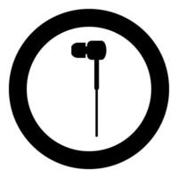 Vacuum headphones wired icon in circle round black color vector illustration image solid outline style