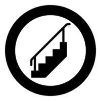 escalera con barandillas escalera con pretil escalera cerca escalera icono en circulo redondo negro color vector ilustración imagen sólido contorno estilo