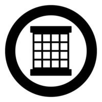 Prisoner window grid grate prison jail concept icon in circle round black color vector illustration image solid outline style