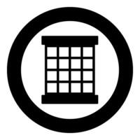 Prisoner window grid grate prison jail concept icon in circle round black color vector illustration image solid outline style