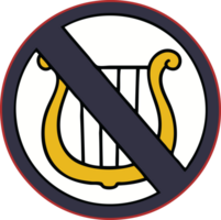 cute cartoon no harps allowed sign png