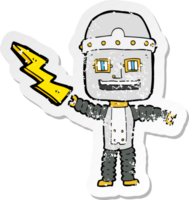 autocollant rétro en détresse d'un robot de dessin animé png