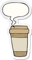 cartoon coffee cup and speech bubble sticker png