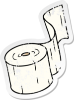 distressed sticker cartoon doodle of a toilet roll png