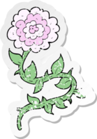 retro distressed sticker of a cartoon flower png