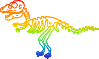 rainbow gradient line drawing cartoon dinosaur bones png