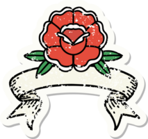 grunge sticker with banner of a flower png