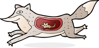 cartoon wolf with mouse in belly png