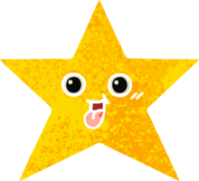 estrella de oro de dibujos animados de estilo de ilustración retro png