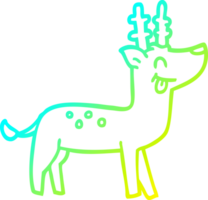 cold gradient line drawing cartoon happy reindeer png