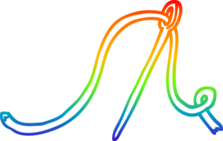 rainbow gradient line drawing cartoon needle and thread png