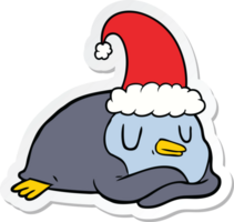 Aufkleber eines Cartoon-Pinguins mit Weihnachtsmütze png