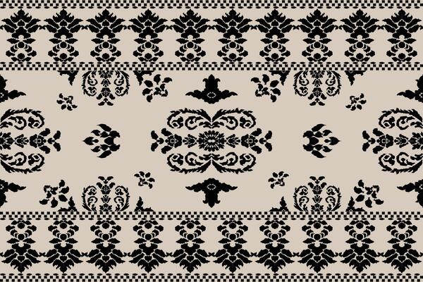Ikat tribal Indian seamless pattern. Ethnic Aztec fabric carpet mandala ornament native boho chevron textile.Geometric African American oriental traditional vector illustrations. Embroidery style.