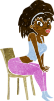 cartoon woman posing on chair png