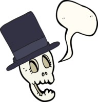 speech bubble cartoon skull wearing top hat png