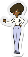 sticker of a cartoon woman waving png