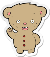 pegatina de un oso de peluche de dibujos animados saludando png